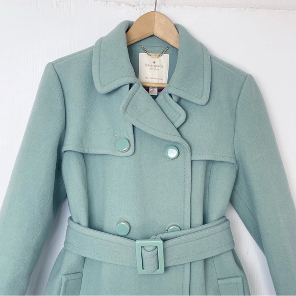 Kate Spade wool blend Light mint green double breasted wool coat size Medium - Picture 4 of 14